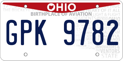 OH license plate GPK9782