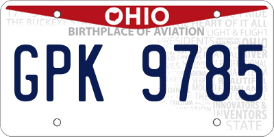 OH license plate GPK9785