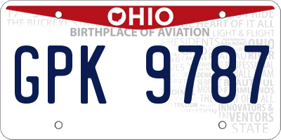 OH license plate GPK9787