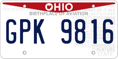 OH license plate GPK9816