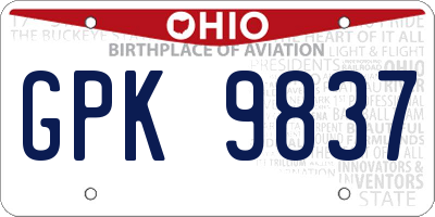 OH license plate GPK9837