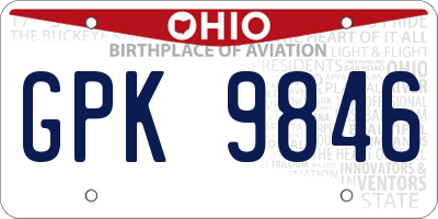 OH license plate GPK9846