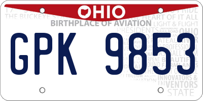 OH license plate GPK9853