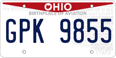 OH license plate GPK9855