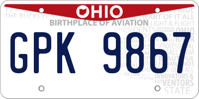 OH license plate GPK9867