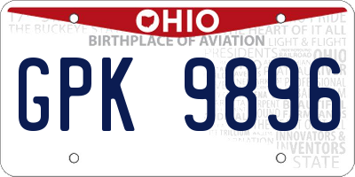 OH license plate GPK9896