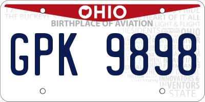 OH license plate GPK9898