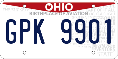 OH license plate GPK9901