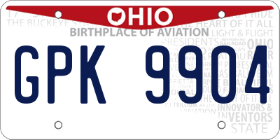 OH license plate GPK9904