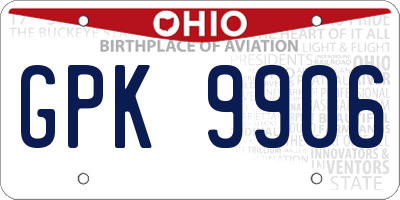 OH license plate GPK9906
