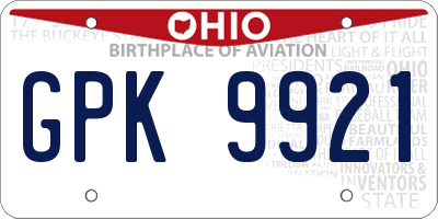 OH license plate GPK9921