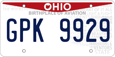 OH license plate GPK9929