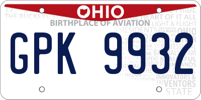 OH license plate GPK9932