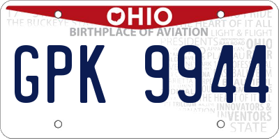 OH license plate GPK9944