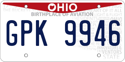 OH license plate GPK9946