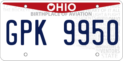 OH license plate GPK9950