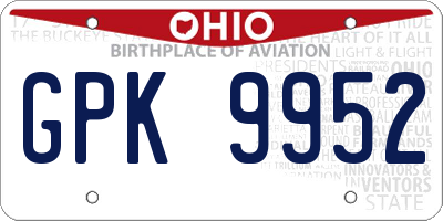 OH license plate GPK9952