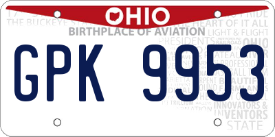 OH license plate GPK9953