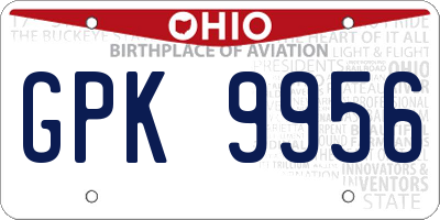 OH license plate GPK9956