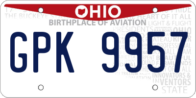 OH license plate GPK9957