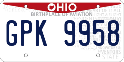 OH license plate GPK9958