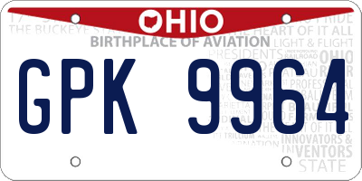 OH license plate GPK9964