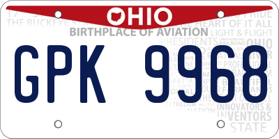 OH license plate GPK9968