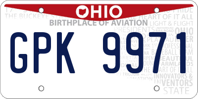 OH license plate GPK9971