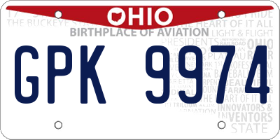 OH license plate GPK9974