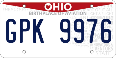 OH license plate GPK9976