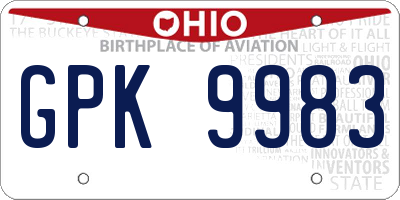 OH license plate GPK9983