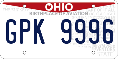 OH license plate GPK9996