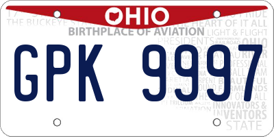 OH license plate GPK9997
