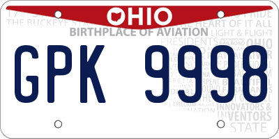 OH license plate GPK9998