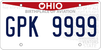 OH license plate GPK9999