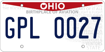 OH license plate GPL0027