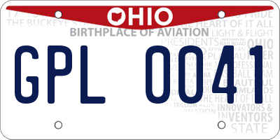 OH license plate GPL0041