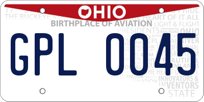 OH license plate GPL0045