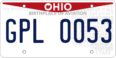 OH license plate GPL0053