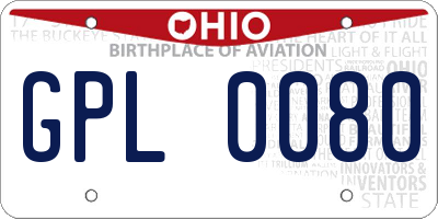 OH license plate GPL0080