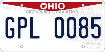 OH license plate GPL0085