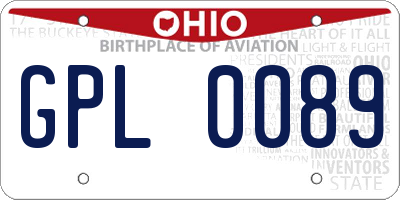 OH license plate GPL0089