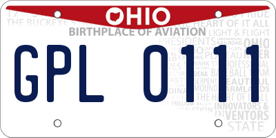 OH license plate GPL0111