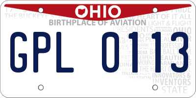 OH license plate GPL0113