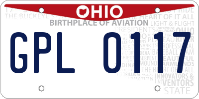 OH license plate GPL0117