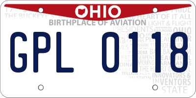 OH license plate GPL0118