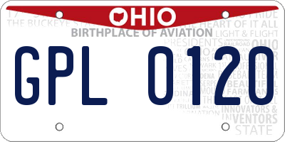 OH license plate GPL0120