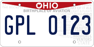 OH license plate GPL0123