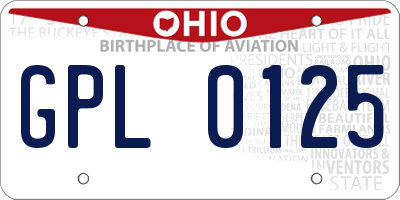 OH license plate GPL0125