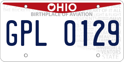 OH license plate GPL0129